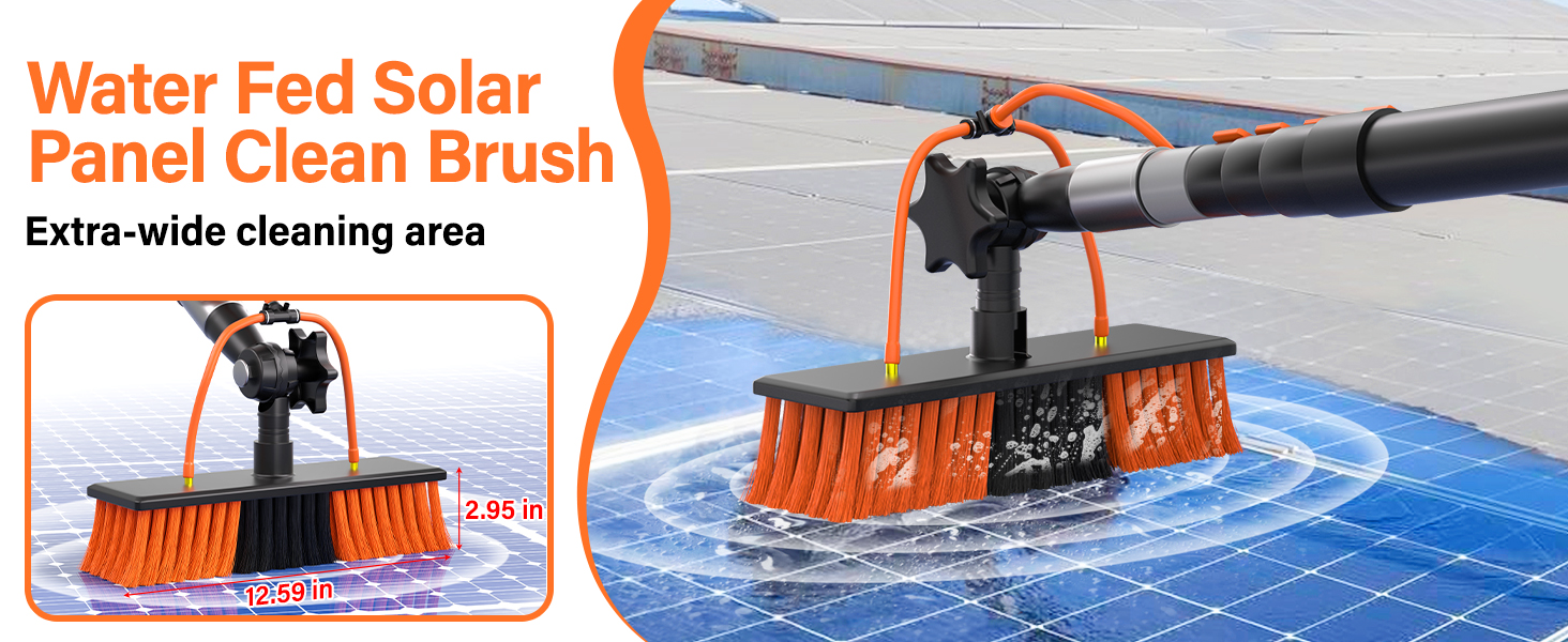 20FT Water Fed Solar Panel Cleaner Brush and Pole