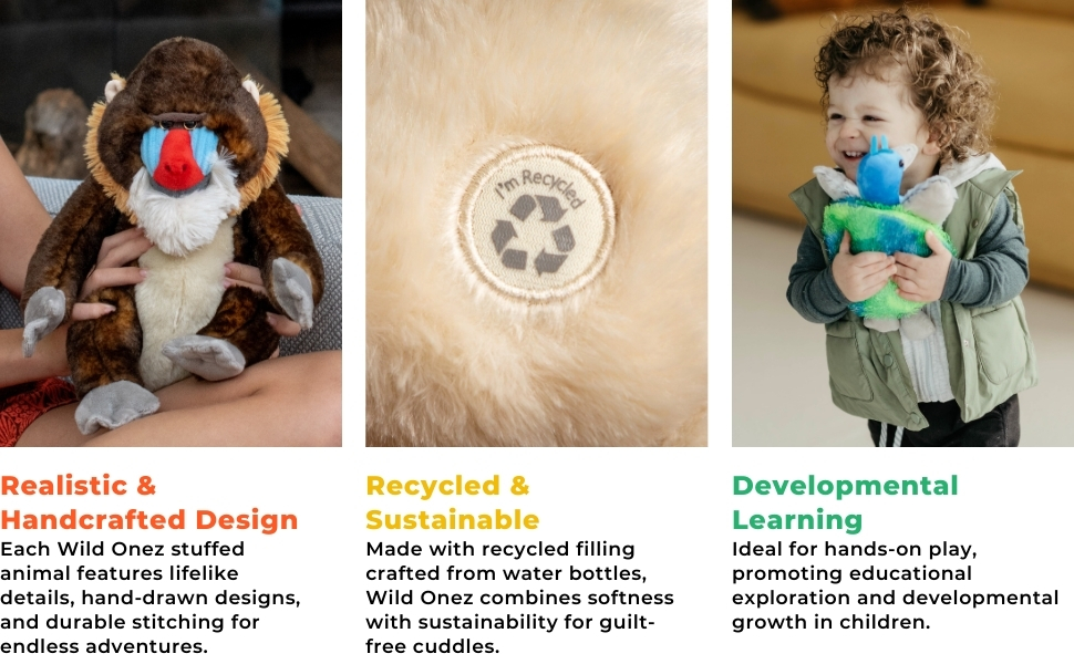 Zoologee Plush Wild Onez Handcrafted Recycled Developmental