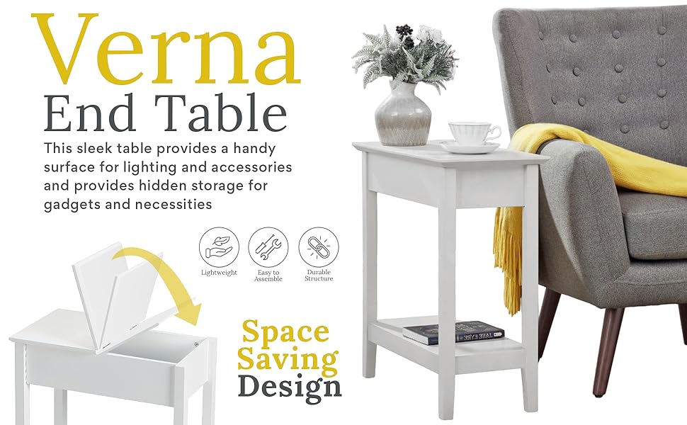 Balkene Home 64017 Verna End Table with Single Storage Drawer Textured 3D Veneer