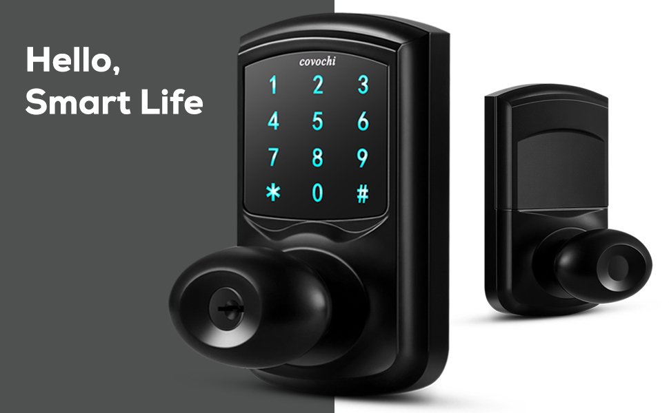 Smart Keypad Door Knob with Passage Mode, Keyless Entry Door Lock