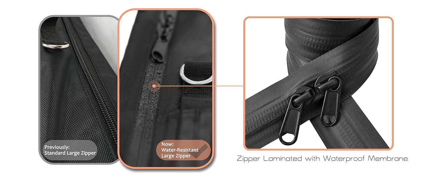 Upgraded to Water-Resistant Zipper