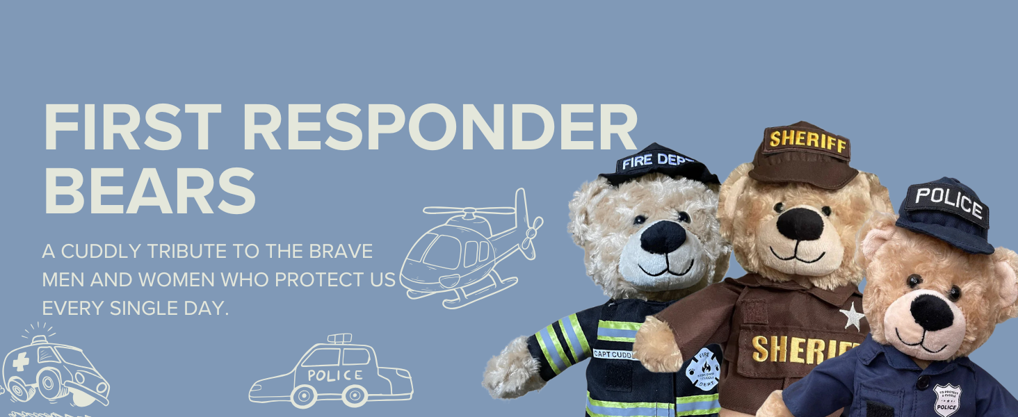 first responder bear plush toy honoring heroes who serve in fire police and emergency roles