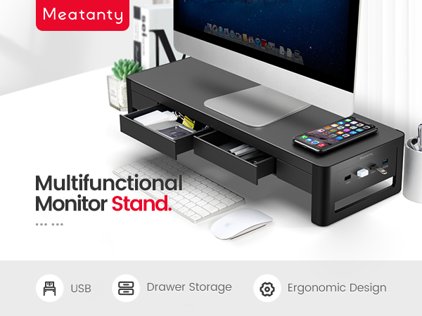 Amazon.com: meatanty 2 in 1 Monitor Stand Riser with 2