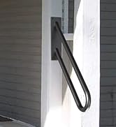 Handrail for Outdoor Steps, Wall Mount Upgraded U-Shaped Stair Railing for 1-3 Step Stairs with M...
