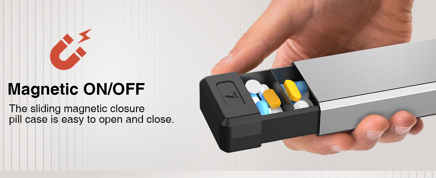 HEIYING Pill Organizer with Aluminum Shell for One Week Capacity