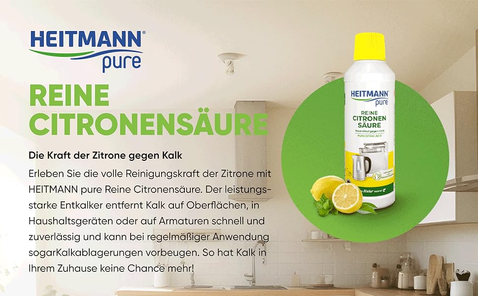 HEITMANN pure Reine Citronensäure:Die Kraft der Zitrone gegen Kalk