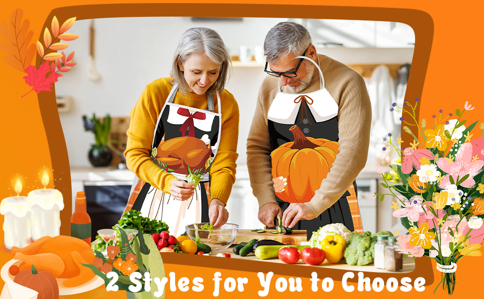 clothmile 2 Pcs Thanksgiving Aprons Boy Girl Pilgrim Aprons