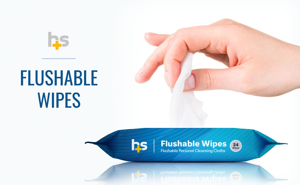 HealthSmart 24 Count Flushable Wipes, Gentle on Sensitive
