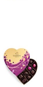 Godiva Chocolatier Valentine's Heart Assorted Dark Chocolate Gift Box, 14-Ct.