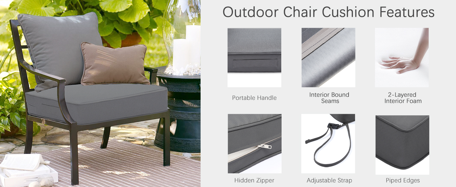 Favoyard Patio Chair Cushion 22 x 22 Inch Waterproof