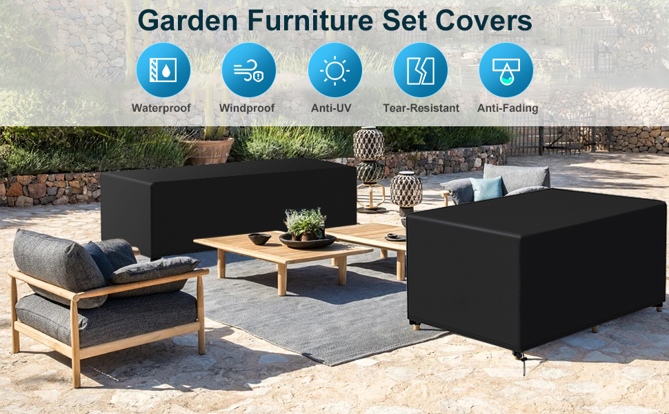 Mrrihand Garden Cube Furniture Covers Waterproof 600D Heavy Duty