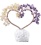 Rockcloud Handmade Love Heart Shape Crystal Money Tree with Natural Rock Quartz Geode Base for We...