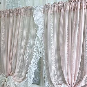 white ruffled lace curtains