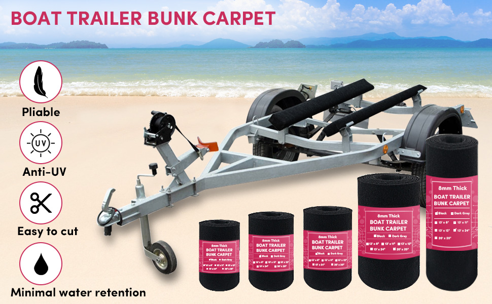 VEITHI Boat Trailer Bunk Carpet Black 12 inch x 13 feet