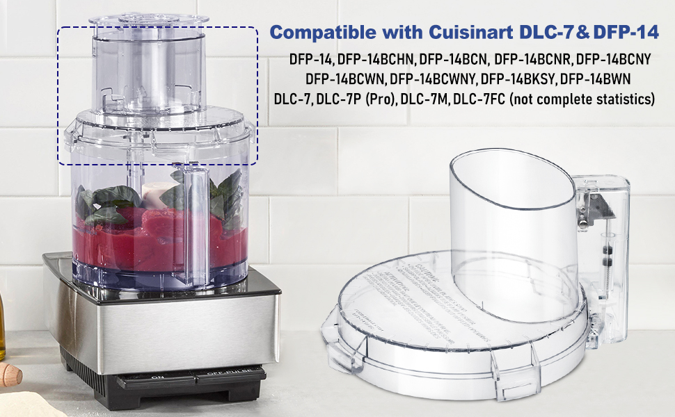 DFP-14NWBCT1 Replacement Clear Food Processor Work Bowl Cover with 4 Locking Tabs
