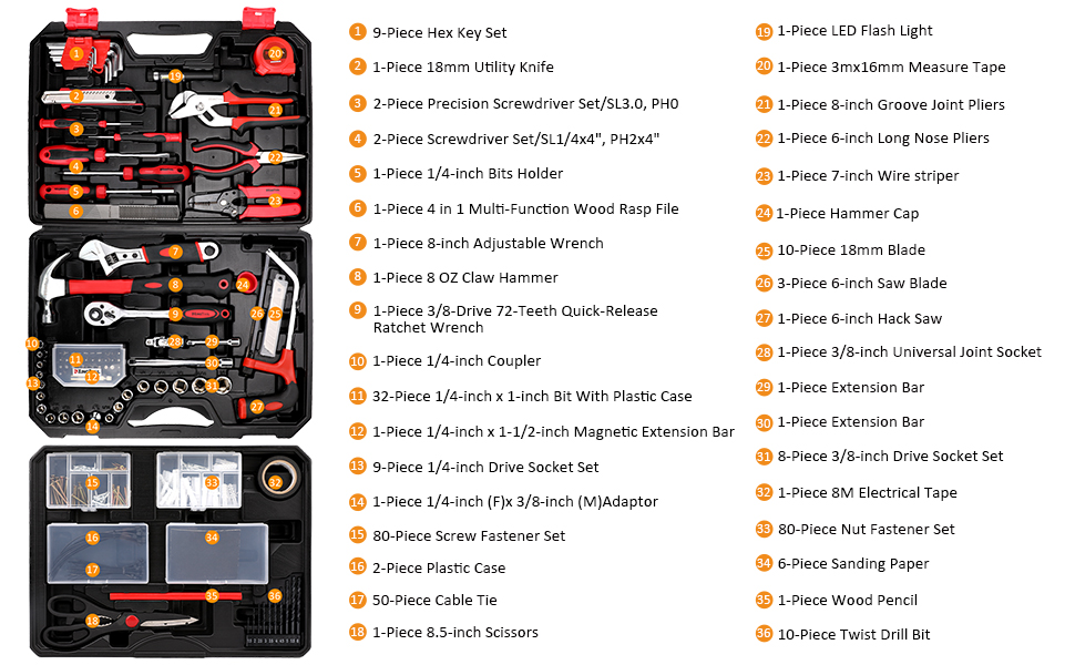 KingTool 325 Piece Home Repair Tool Kit, General Home/Auto Repair Tool