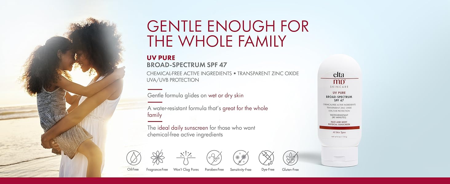 EltaMD UV Pure Face & Body Physical Sunscreen, Broad-Spectrum SPF 47, Sensitive and All Skin Types