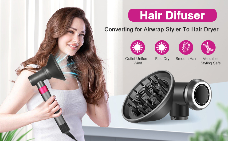 Adapter and Hair Diffuser for Dyson Airwrap Styler HS01 HS03 HS05