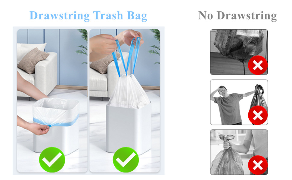 XAJH Trash Bag, 4 Gallon Trash Bag, Drawstring Garbage Bag
