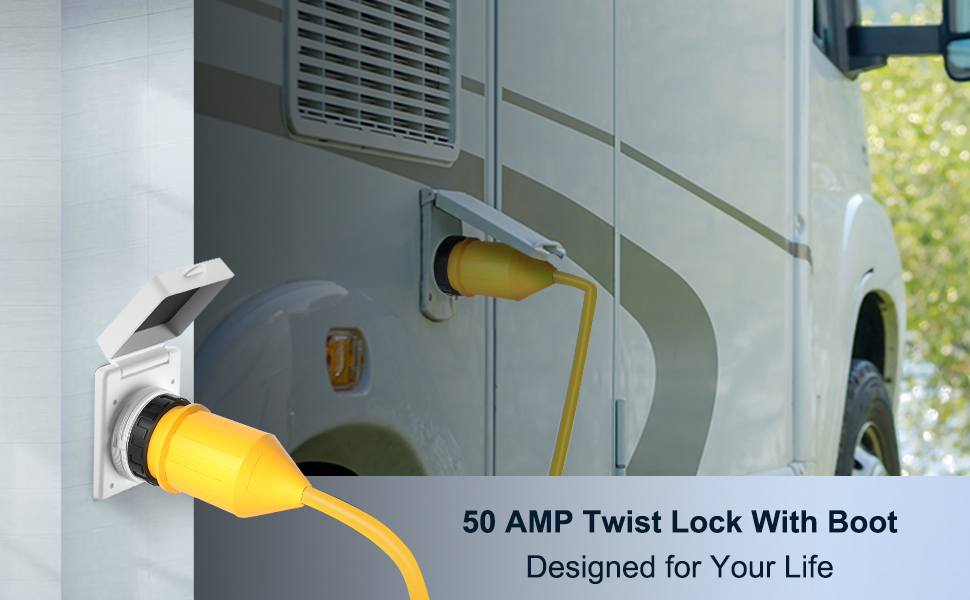 Kohree 50 AMP RV Power Cord Cover Twist Lock with Boot