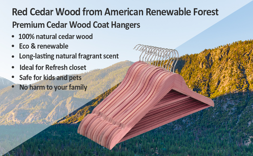 ROSOS Cedar Hangers for Closet 20 Pack, Wooden Hangers with