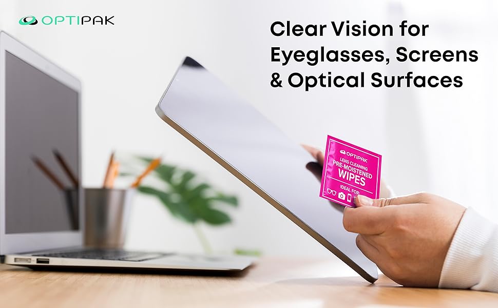 Pre-moistened lens wipes