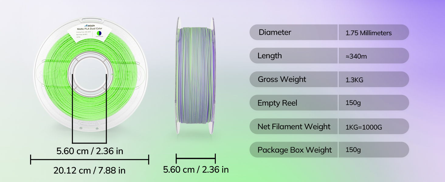 Dual Color PLA Filament Matte PLA 1.75mm multicolor 3D Printer FDM Shining magic pla Color Change