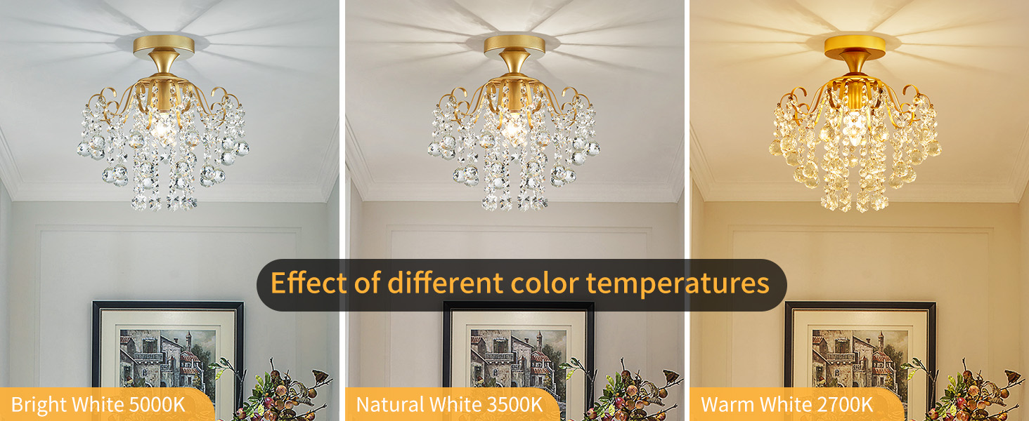 WUZUPS Crystal Chandelier Flushmount Ceiling Light