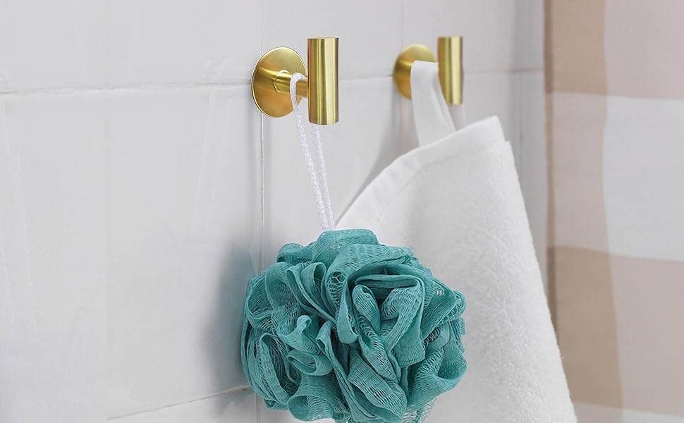 Mairhie Adhesive Towel Hooks 2 Pack Black Heavy Duty Stainless Steel