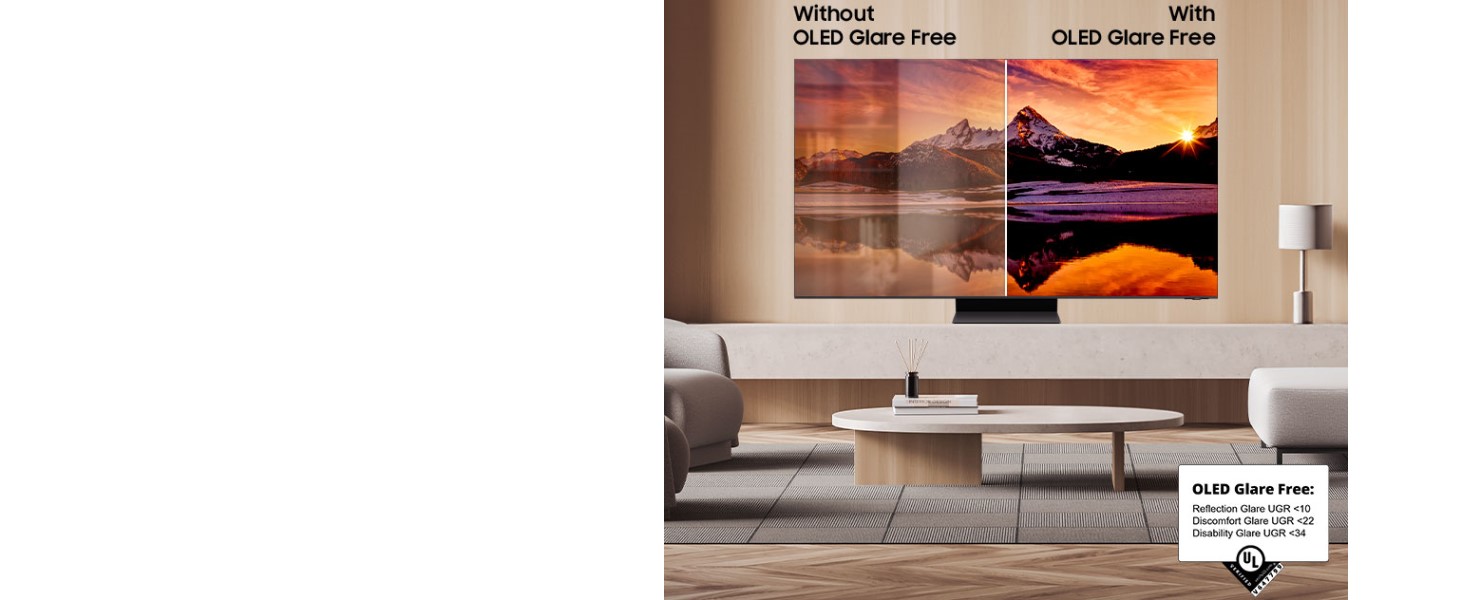 samsung oled tv, tv with oled glare free for a picture without reflections