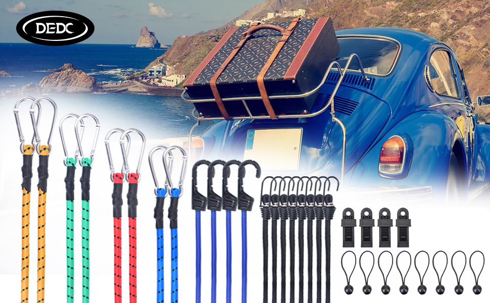 Bungee Cords with Hooks, 32pcs Set of Heavy Duty Bungee Cords and