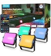Govee Outdoor Flood Lights 2, RGBIC Warm Cold White LED Lights for Outdoor Decorations, 50 Scene ...