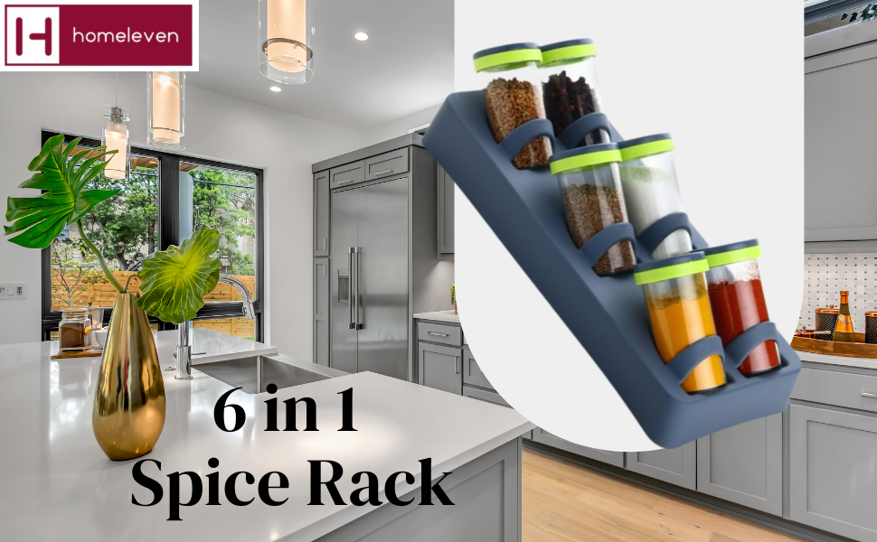 Homeleven 6 in 1 Wall Mounted Spice rack Space Saver Multipurpose