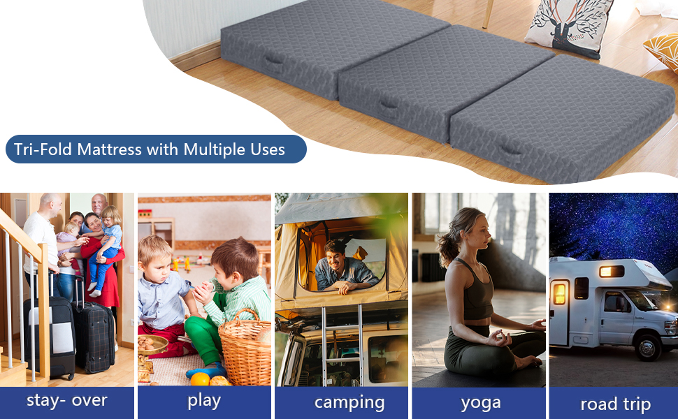 Tri Folding Mattress Small Single, 10CM Memory Foam Foldable Futon