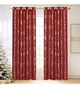 NICETOWN Christmas Curtains for Living Room 84 inches Long, Red Sheer Curtains 2 Panels Grommet D...