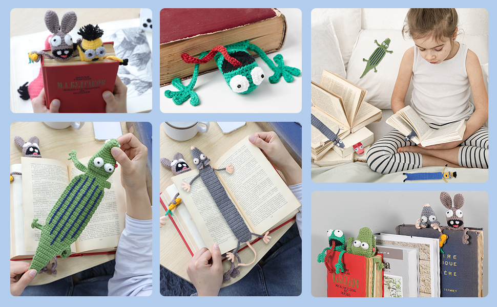 Crochet Animal Bookmark: Enjoy the funny animal expressions, adding joy to reading.