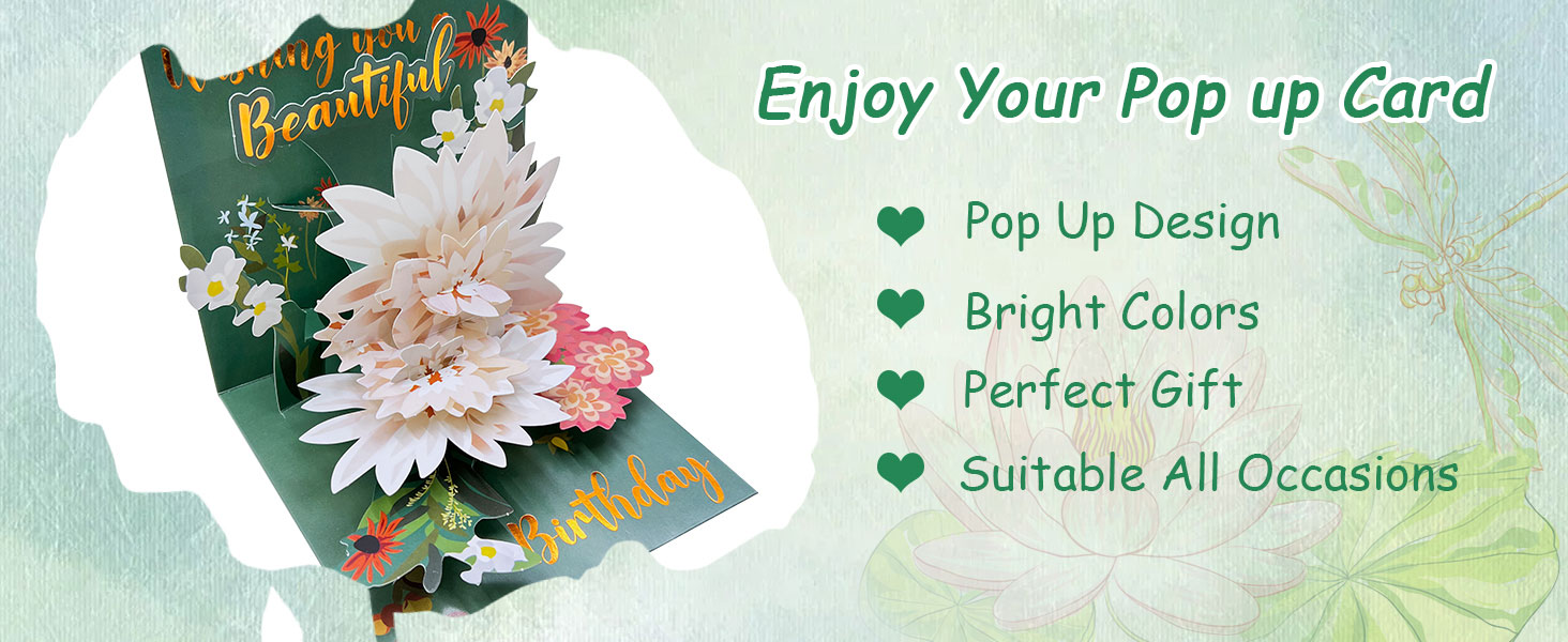 YianHien Happy Birthday Cards for Women, Lotus Pop Up Birthday Cards