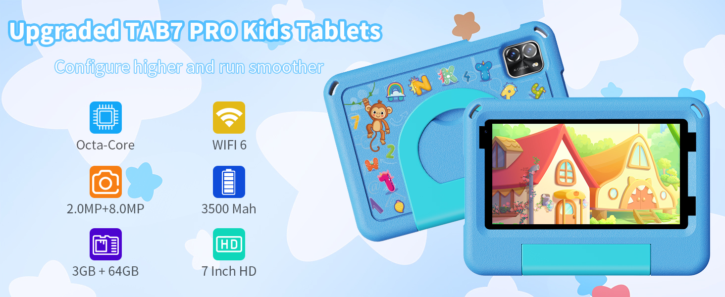 Series of digital interface screenshots showing blue-themed educational app or platform with various icons and interactive elements.