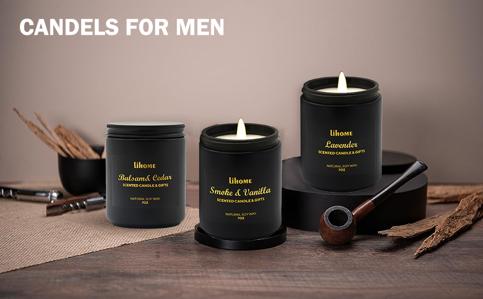Candles for Men Room Decor for Men, Gifts for Men, Natural Soy Wax Candles for