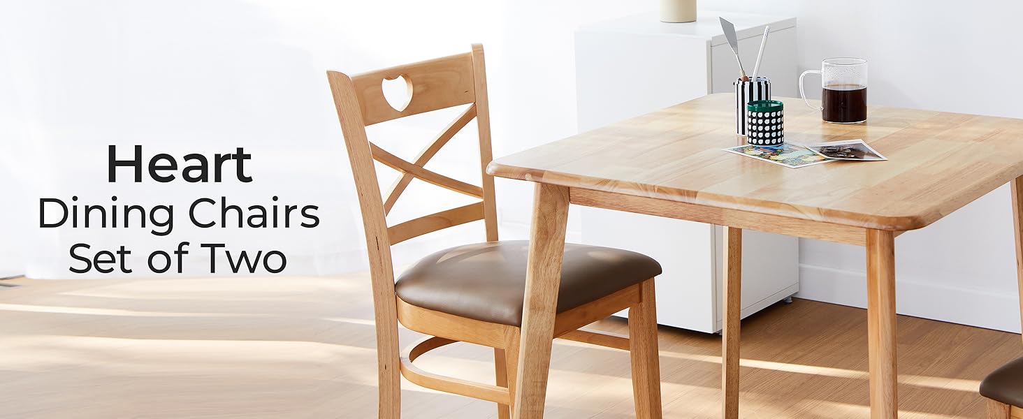 modern walnut oak wood wooden leather cushion cross back dining room kitchen side chairs set of two