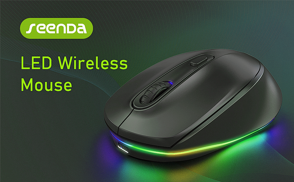 Seenda Wireless LED Mouse, Rechargeable Computer USB Cordless Mice