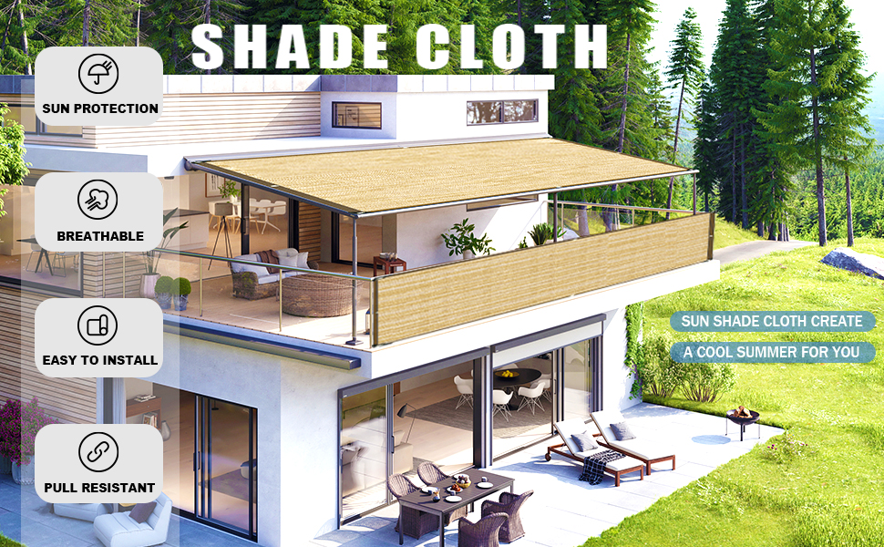 Shade Cloth for Garden Plants Outdoor 6'x6', 95 Wheat