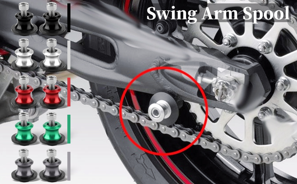 Swing Arm Spool, 2pcs 8mm Motorcycle CNC Rear Stand Swing Arm Spool