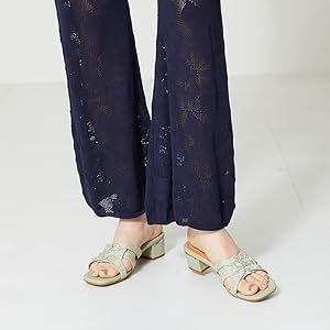 Amazon | [オリエンタルトラフィック] 編みデザインミュール