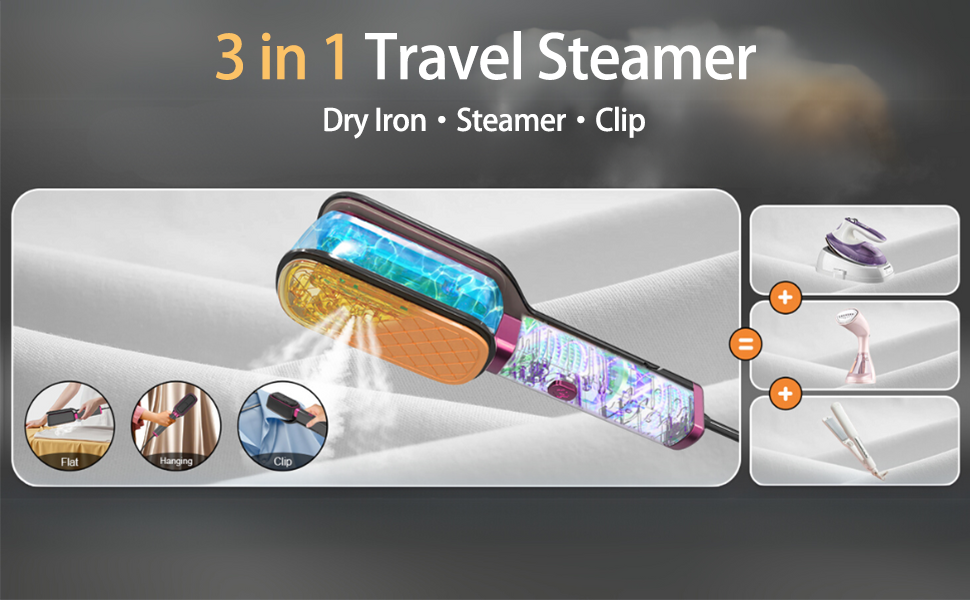 Travel steamer with clip