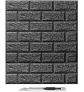 Art3d 30Pcs 3D Brick Wallpaper in Black, Faux Foam Brick Wall Panels Peel and Stick, Waterproof f...
