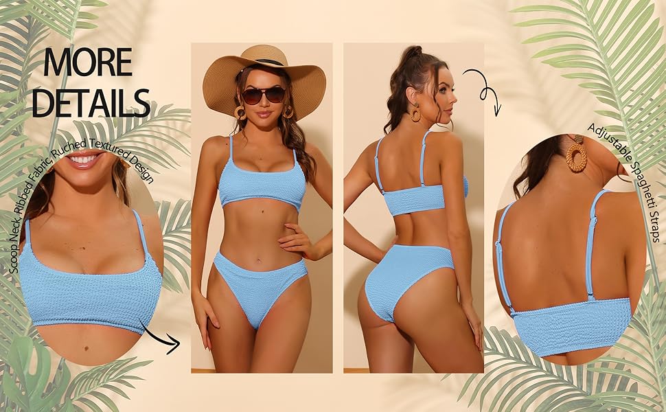 Amazon.com: Elerevyo Women's 2 Piece Ribbed Bikini Sets