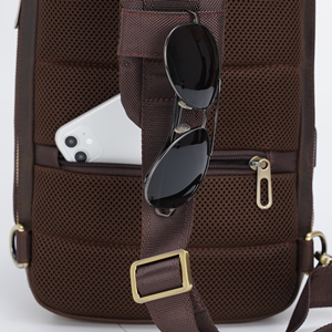 anti theft leather sling backpack bag for men with combination lock brown crossbody shoulder bag
