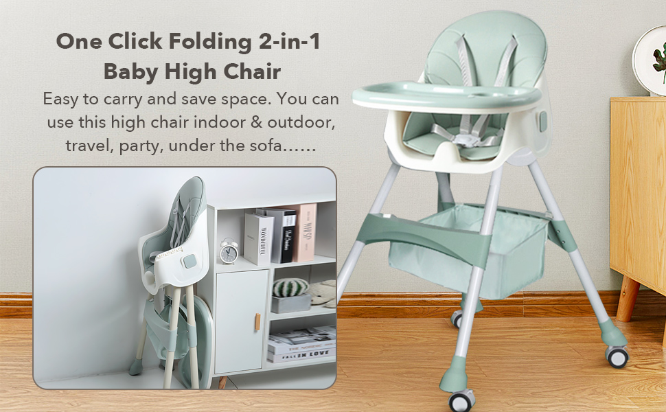 Buy MonBébé Toddler Dining Chair with Wheels, Folding Baby Feeding