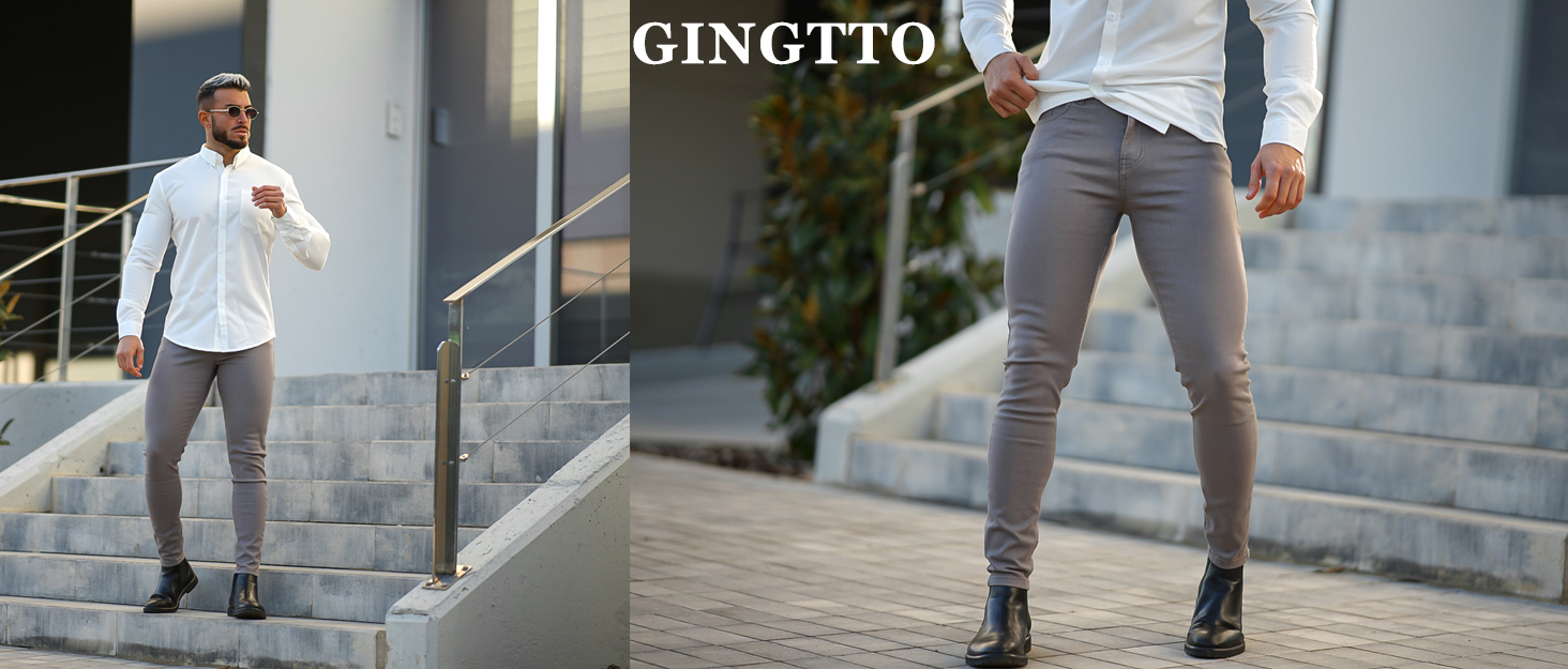 Mens Skinny Stretch Colored Pants Chinos